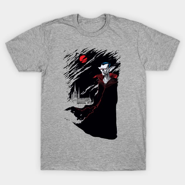 Vampire under Blood Moon T-Shirt by Anderson Carman